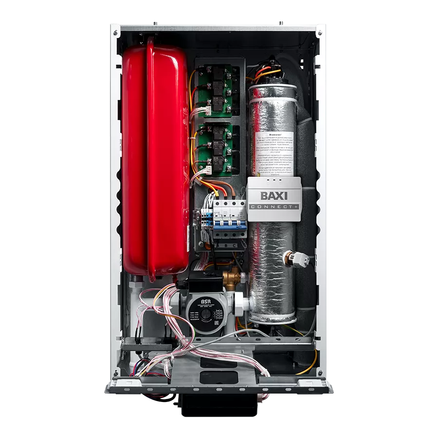 ЭЛЕКТРИЧЕСКАЯ ЧАСТЬ

	Cиловая часть и блок управления выполнены на отдельных платах;
	Силовые реле оснащены индивидуальной термической защитой и винтовым соединением контактов;
	Независимый расцепитель, срабатывающий при отказе реле и аварийном перегреве котла;
	Силовые реле рассчитаны на 40 А и имеют двукратный запас по номинальному току;
	Блок питания электроники котла имеет встроенную стабилизацию напряжения и систему защиты от импульсных помех и работает в диапазоне входных напряжений 85-305 В;
	Нагревательный элемент из нержавеющей стали с низкой удельной тепловой напряженностью и долгим сроком службы.
