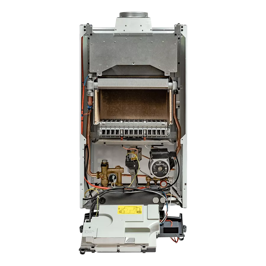 ГИДРАВЛИЧЕСКАЯ СИСТЕМА

	Турбинный датчик протока горячей воды (расходомер);
	Энергосберегающий циркуляционный насос с автоматическим воздухоотводчиком;
	Первичный медный теплообменник, покрытый специальным составом для защиты от коррозии;
	Вторичный пластинчатый теплообменник из нержавеющей стали (двухконтурные модели);
	Латунный трехходовой клапан с электрическим сервоприводом (двухконтурные модели);
	Манометр;
	Автоматический байпас;
	Постциркуляция насоса;
	Фильтр на входе холодной воды;
	Встроенный трехходовой клапан для бойлера (без сервопривода) в одноконтурных моделях.
 Модель LUNA-3 COMFORT 1.310 Fi