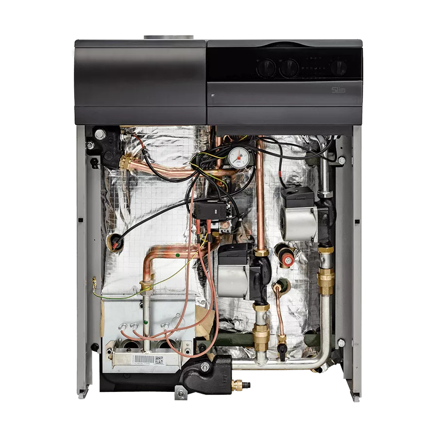 ГИДРАВЛИЧЕСКАЯ СИСТЕМА

	Чугунный первичный теплообменник;
	Высокоскоростной циркуляционный насос с автоматическим воздухоотводчиком (кроме моделей iN);
	Встроенный бойлер для горячей воды (в двухконтурных моделях);
	Отдельный насос для бойлера (в двухконтурных моделях);
	Манометр (кроме моделей iN);
	Постциркуляция насоса;
	Возможность подключения внешнего накопительного бойлера для горячей воды.
 Модель SLIM 2.300 Fi