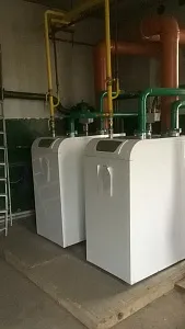 Каскад из напольных котлов в Костромской области